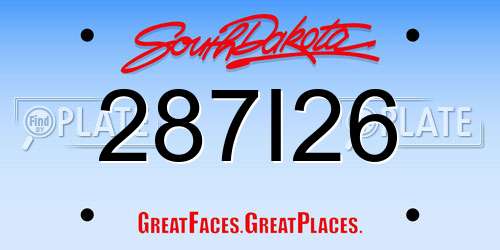 287I26 South Dakota License Plate