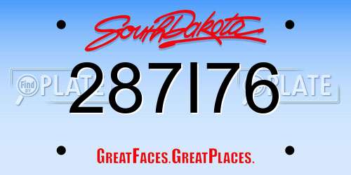 287I76 South Dakota License Plate