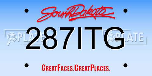 287ITG South Dakota License Plate