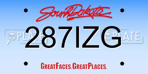 287IZG South Dakota License Plate