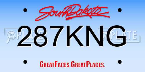 287KNG South Dakota License Plate