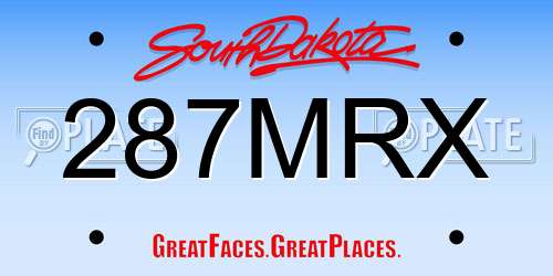 287MRX South Dakota License Plate