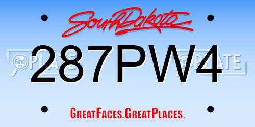 287PW4 South Dakota License Plate