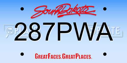 287PWA South Dakota License Plate