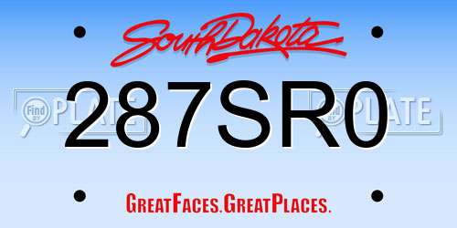 287SR0 South Dakota License Plate