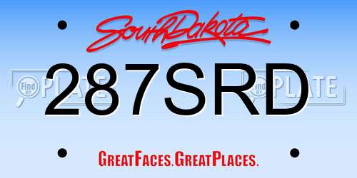 287SRD South Dakota License Plate