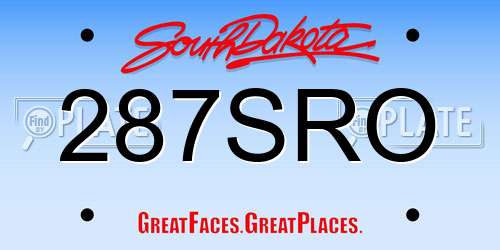 287SRO South Dakota License Plate