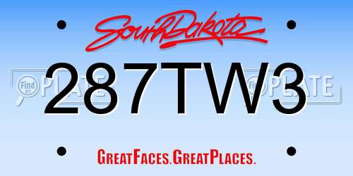 287TW3 South Dakota License Plate