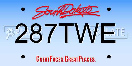 287TWE South Dakota License Plate