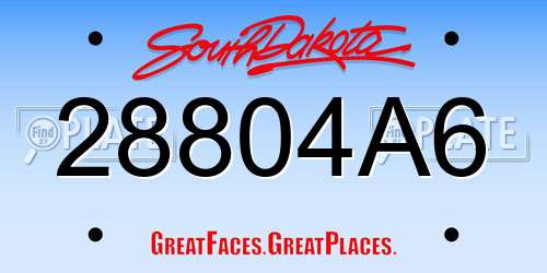 28804A6 South Dakota License Plate
