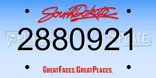 2880921 South Dakota License Plate