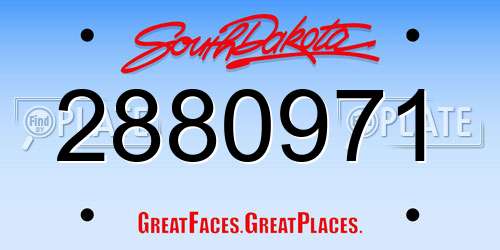 2880971 South Dakota License Plate