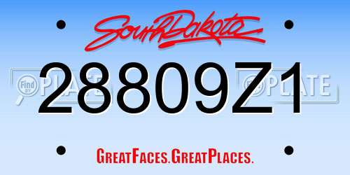 28809Z1 South Dakota License Plate