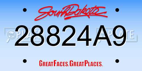28824A9 South Dakota License Plate