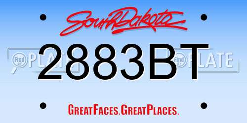 2883BT South Dakota License Plate