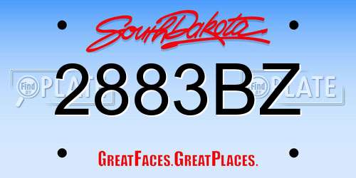 2883BZ South Dakota License Plate