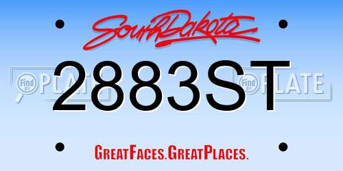 2883ST South Dakota License Plate