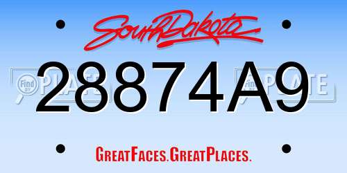 28874A9 South Dakota License Plate