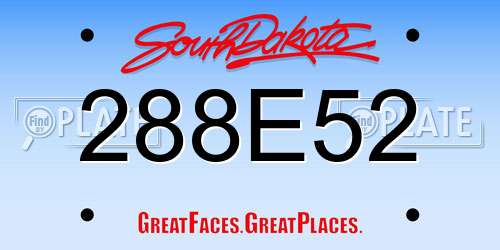 288E52 South Dakota License Plate