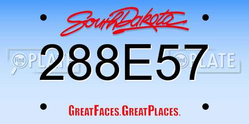 288E57 South Dakota License Plate