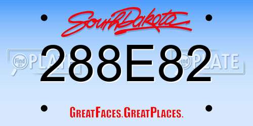 288E82 South Dakota License Plate