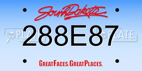 288E87 South Dakota License Plate