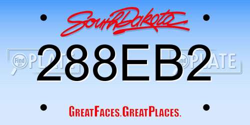 288EB2 South Dakota License Plate