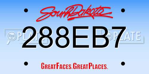 288EB7 South Dakota License Plate