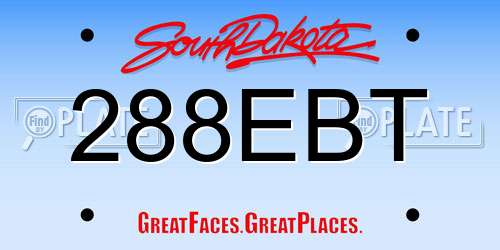 288EBT South Dakota License Plate