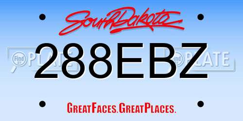 288EBZ South Dakota License Plate