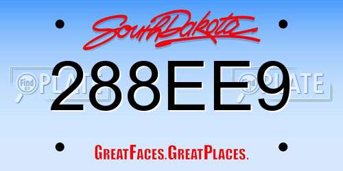 288EE9 South Dakota License Plate