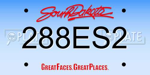 288ES2 South Dakota License Plate