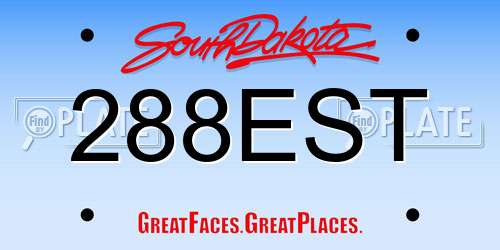 288EST South Dakota License Plate