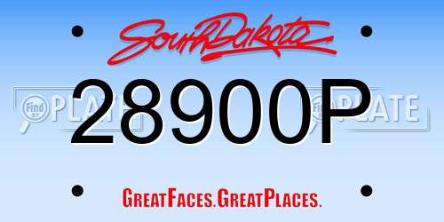 28900P South Dakota License Plate