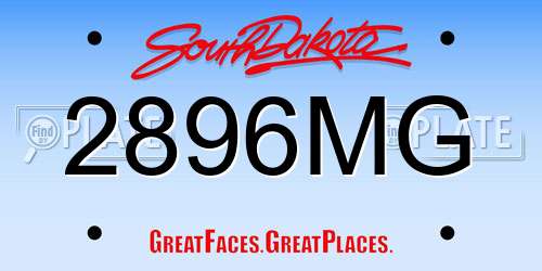 2896MG South Dakota License Plate