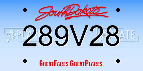 289V28 South Dakota License Plate