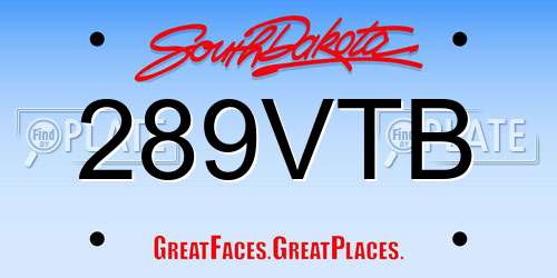 289VTB South Dakota License Plate