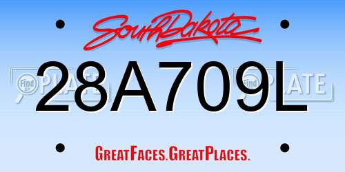 28A709L South Dakota License Plate