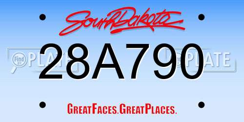 28A790 South Dakota License Plate