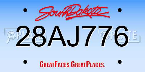 28AJ776 South Dakota License Plate