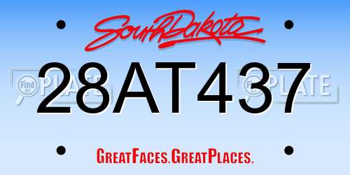 28AT437 South Dakota License Plate