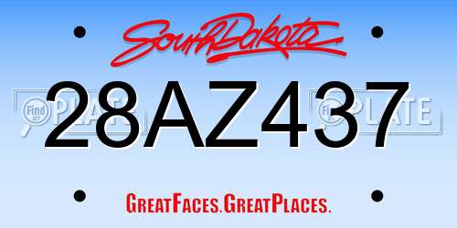 28AZ437 South Dakota License Plate