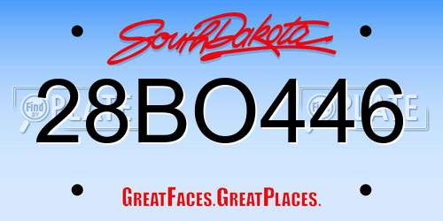 28BO446 South Dakota License Plate