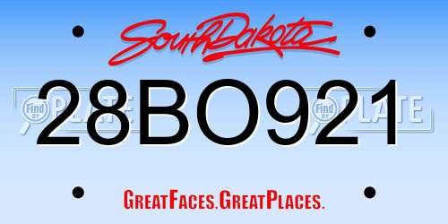 28BO921 South Dakota License Plate