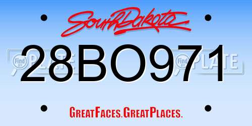 28BO971 South Dakota License Plate