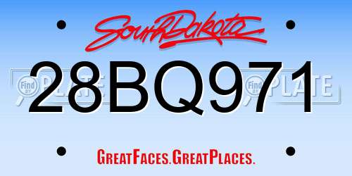 28BQ971 South Dakota License Plate