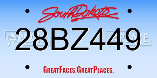 28BZ449 South Dakota License Plate