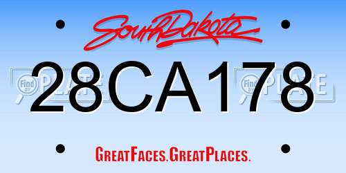 28CA178 South Dakota License Plate