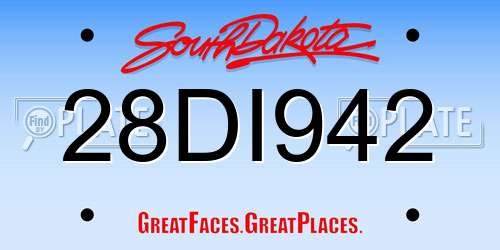 28DI942 South Dakota License Plate