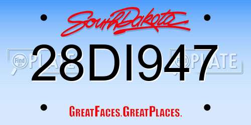 28DI947 South Dakota License Plate
